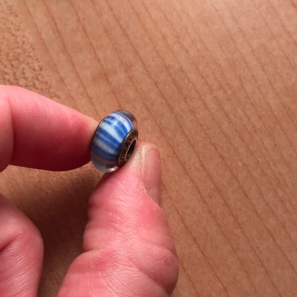 Pandora Blue/white glass charm